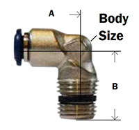 Nickel Plated Brass Push In Fixed Male Elbow Diagram